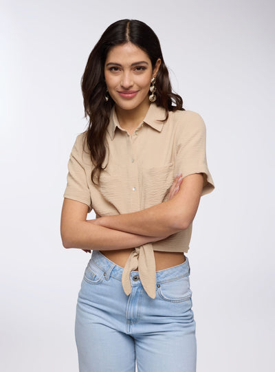 Camicia crop con nodo