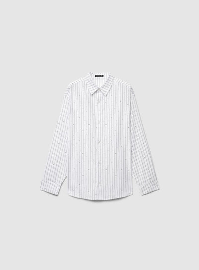 Camicia maxi a righe con borchie