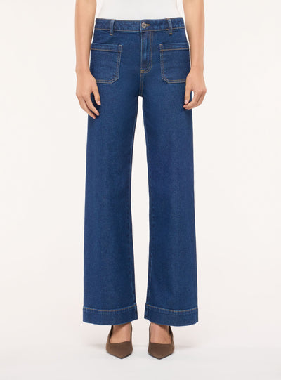 Jeans wide leg con tasche applicate