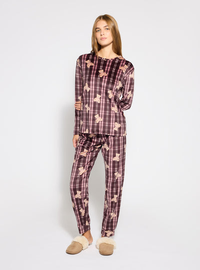Set pigiama con stampa orsetti e motivo tartan