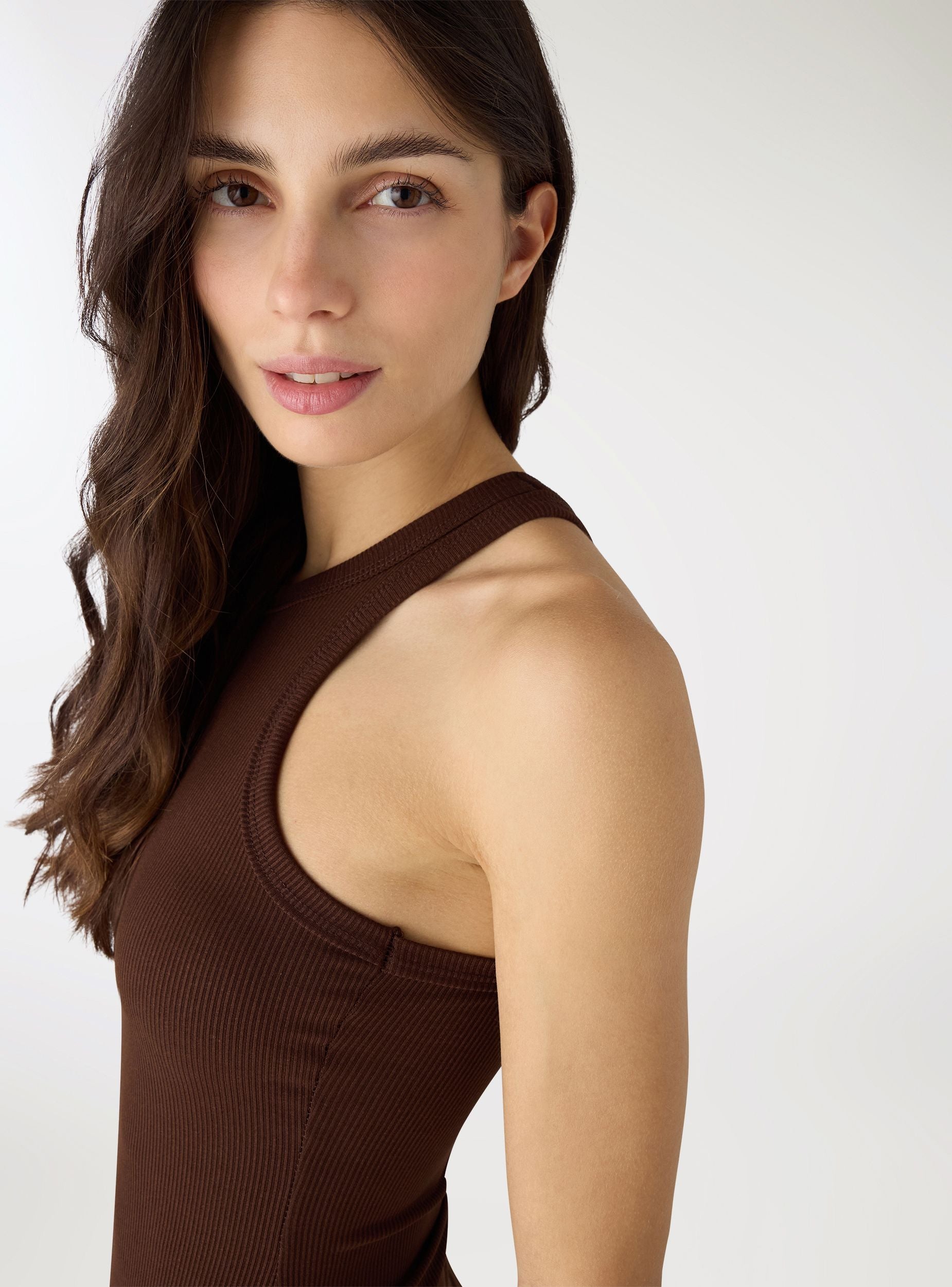 brown ribbed tank dress Delilah Cotton Ribbed Tank Dress