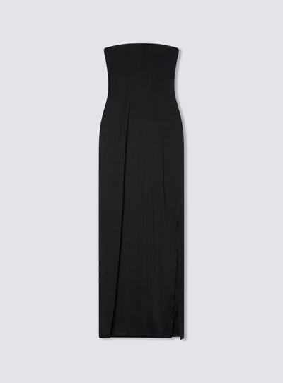 Vestito lungo a fascia con spacco