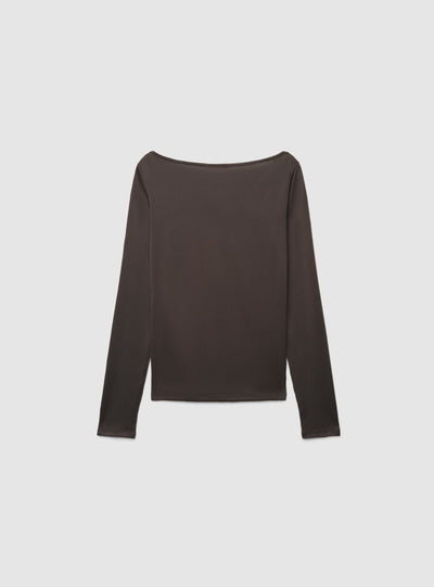 T-shirt a maniche lunghe con bordo in pizzo