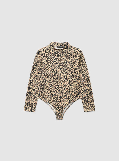 T-shirt body a maniche lunghe con stampa animalier