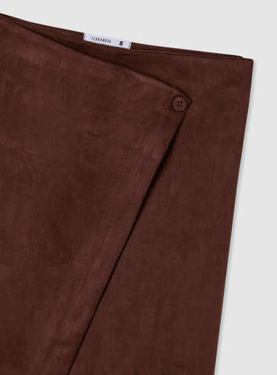 Wrap skirt with suede effect