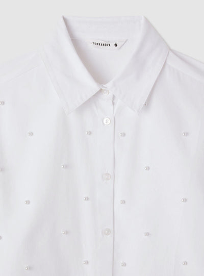 Camicia crop con perle