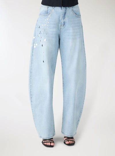 Jeans wide leg a vita alta
