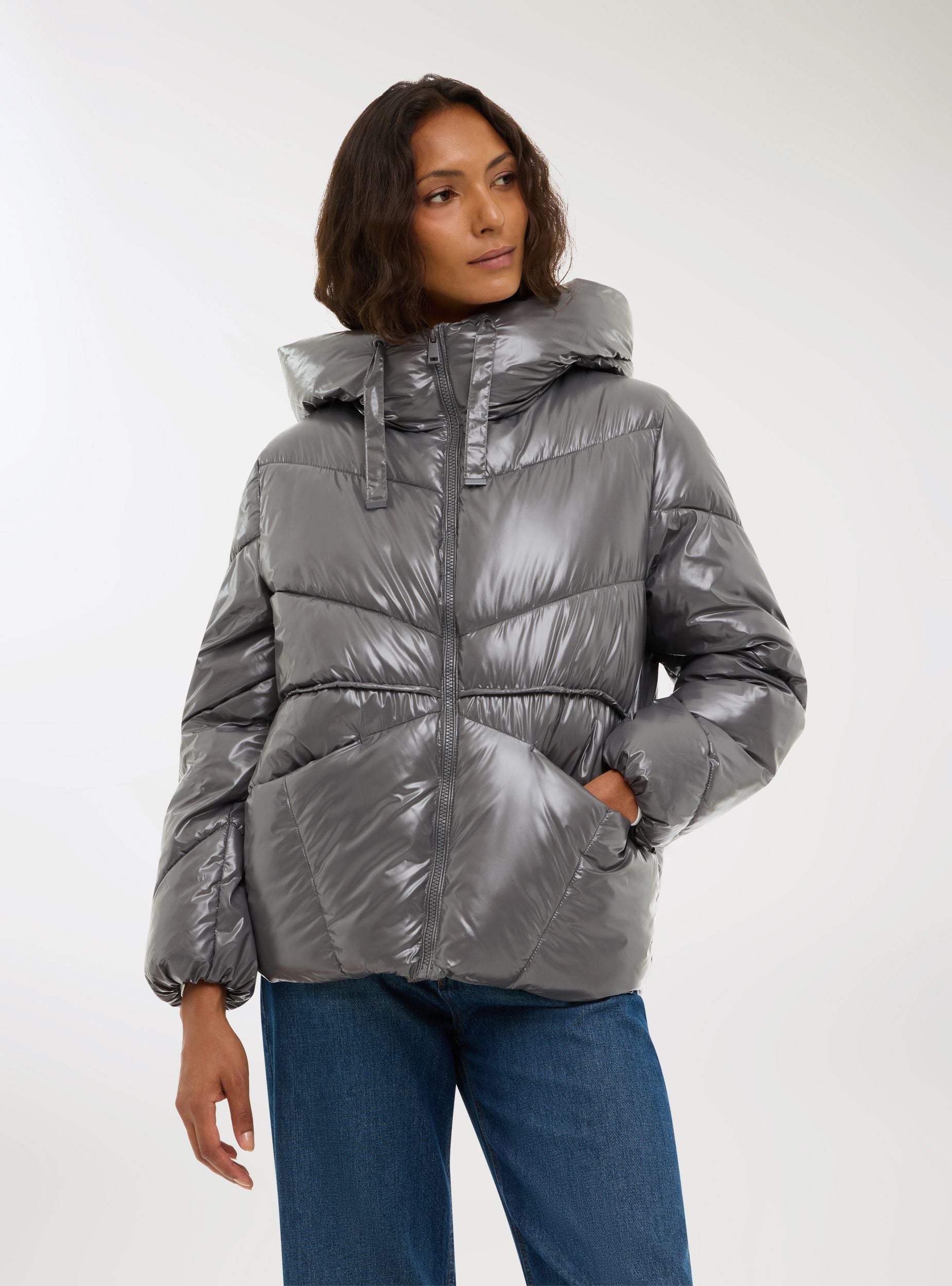 Shiny padded jacket with hood - Terranova