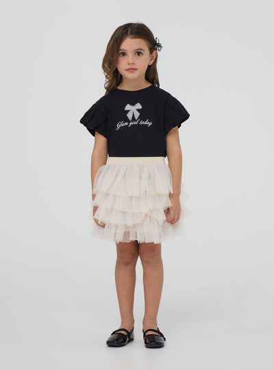 Solid colour tiered tulle skirt