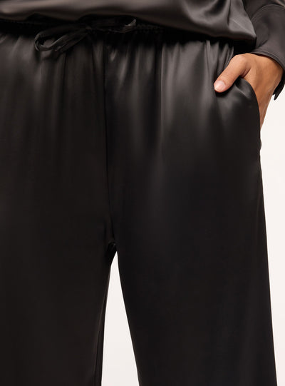 Pantaloni lunghi in satin con coulisse