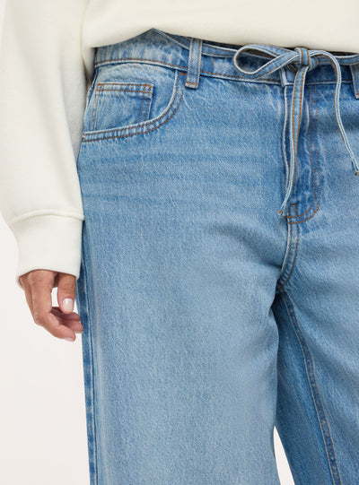 Jeans super wide leg con coulisse