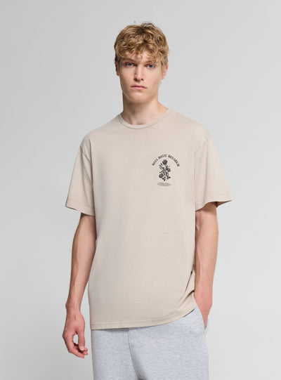 T-shirt con stampa rose fronte e retro
