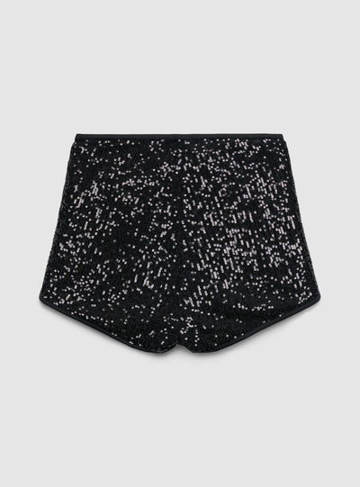 Shorts con paillettes a vita alta