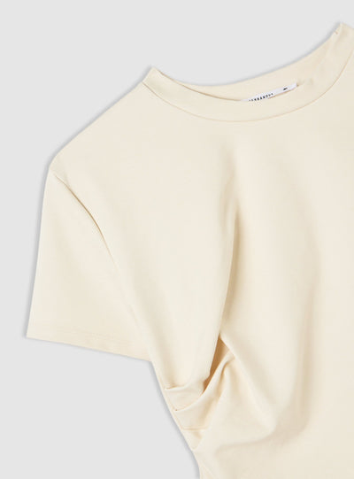 T-shirt con drappeggio asimmetrico