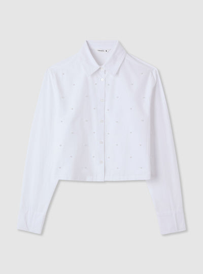 Camicia crop con perle
