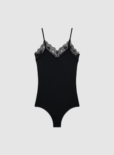 Body con spalline sottili e pizzo
