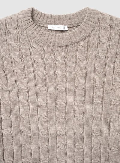 Maglia a trecce girocollo