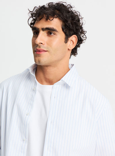 Camicia a righe in popeline stretch