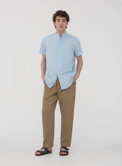 Camicia coreana in misto lino