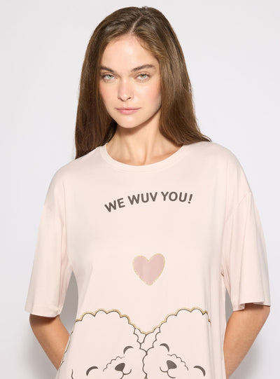 T-shirt pigiama con maxi stampa animaletti