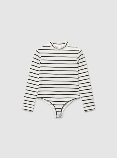 T-shirt body a righe a maniche lunghe