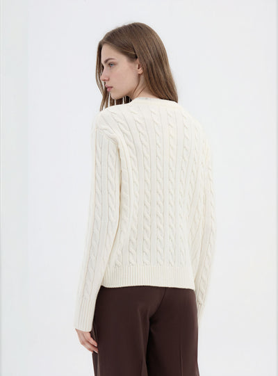Maglia a trecce girocollo