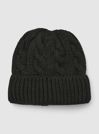 Cappellino in maglia a trecce con risvolto