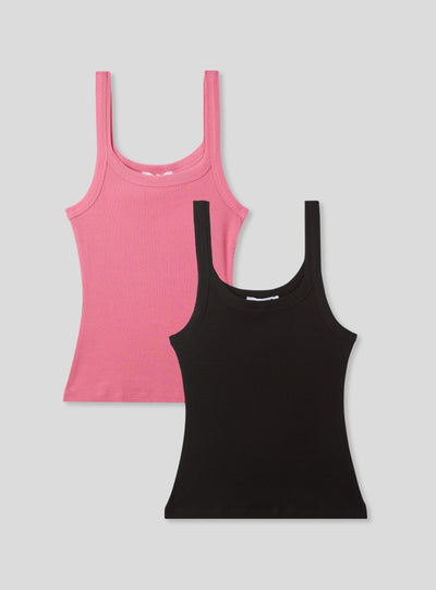Pack 2 canotte con scollo ampio tinta unita