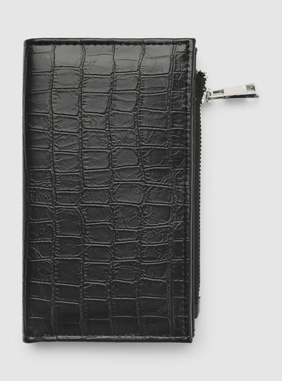 Portafoglio con zip effetto pelle