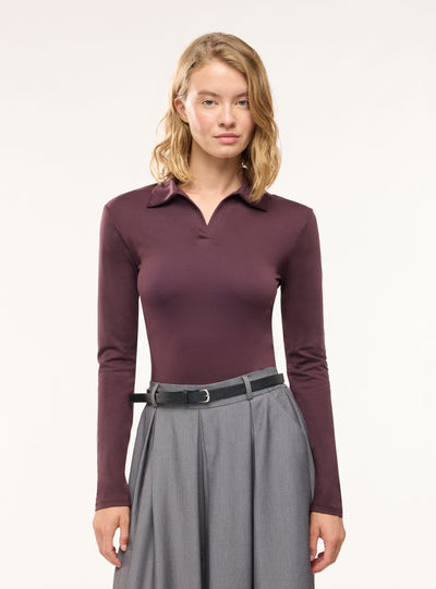 T-shirt a maniche lunghe con colletto polo