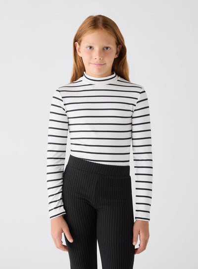 T-shirt body a righe a maniche lunghe