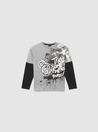 T-shirt manica lunga con stampa graffiti