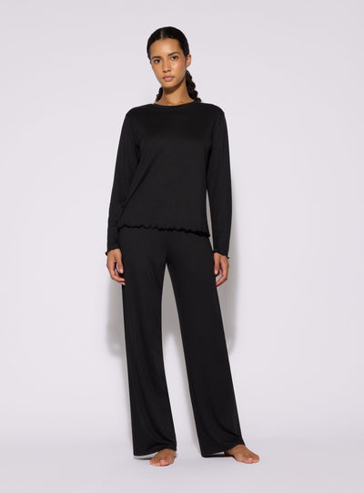 Unifarbene Wide-Leg-Pyjama-Hose