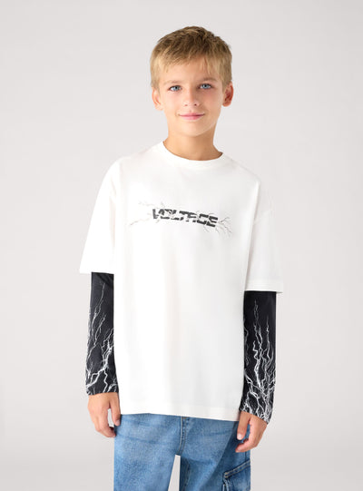 T-shirt a maniche lunghe con stampa fulmini