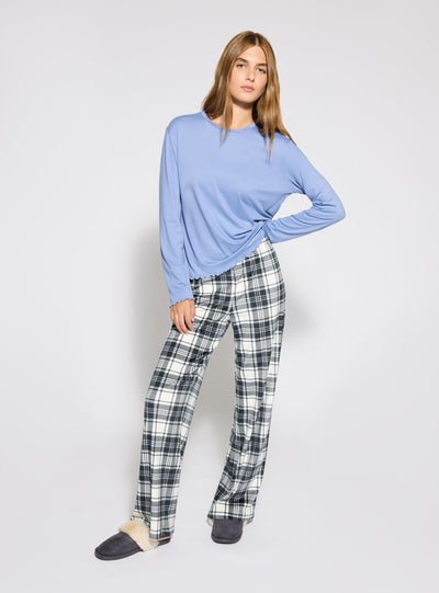 Pantaloni pigiama wide leg a quadri