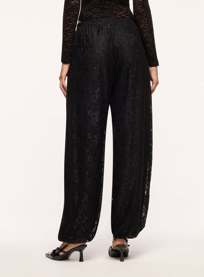 Pantaloni harem in pizzo con coulisse
