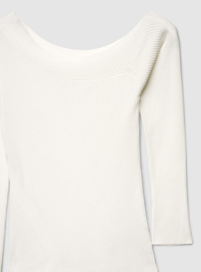 Maglia a spalle scoperte asimmetrica a tinta unita