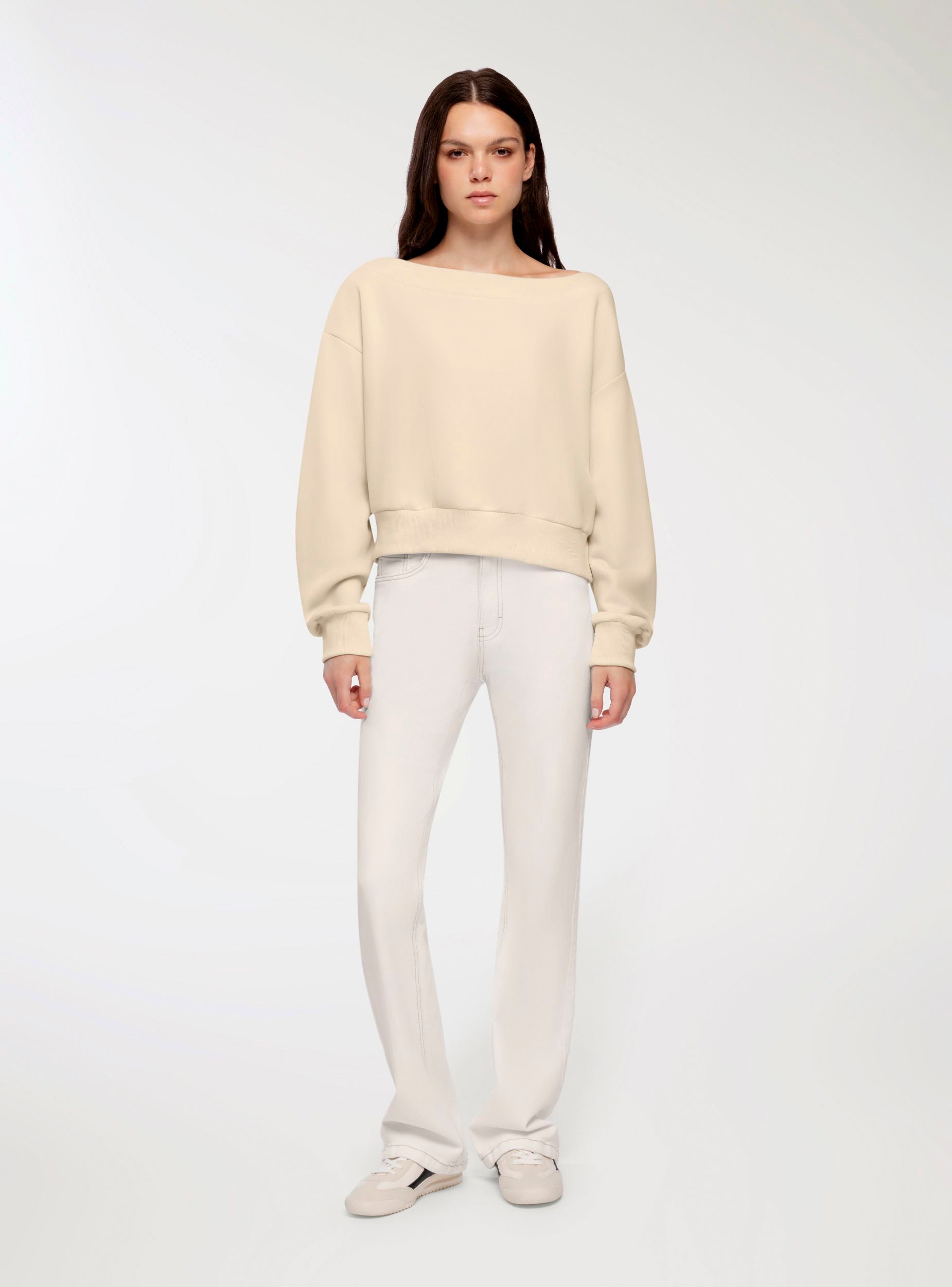 Solid colour off-shoulder sweatshirt - Terranova
