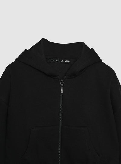 Felpa crop con cappuccio e zip