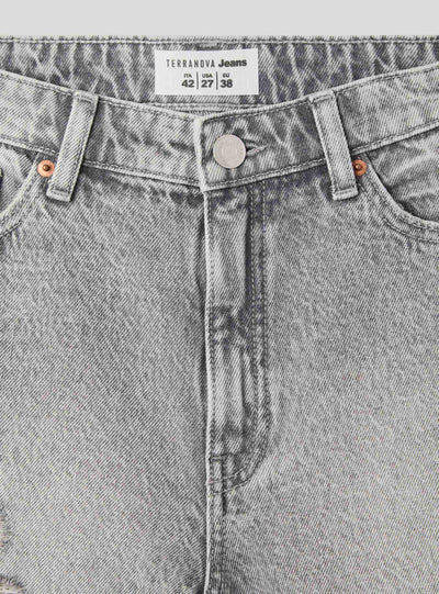 Shorts di jeans mom fit con strappi ampi
