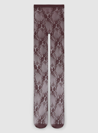 Collant in pizzo con motivo floreale