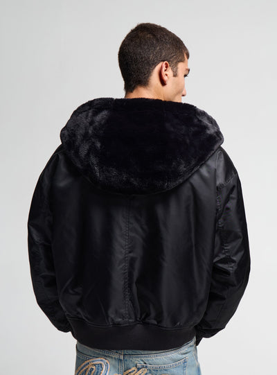 Bomber con cappuccio e zip