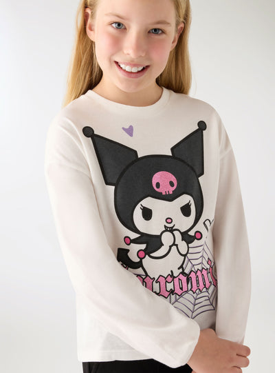 T-shirt a maniche lunghe con stampa Kuromi®