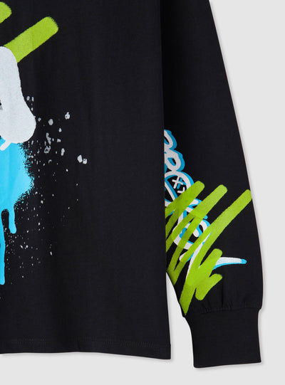 T-shirt a maniche lunghe con stampa graffiti