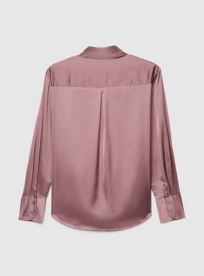 Camicia ampia in satin a tinta unita
