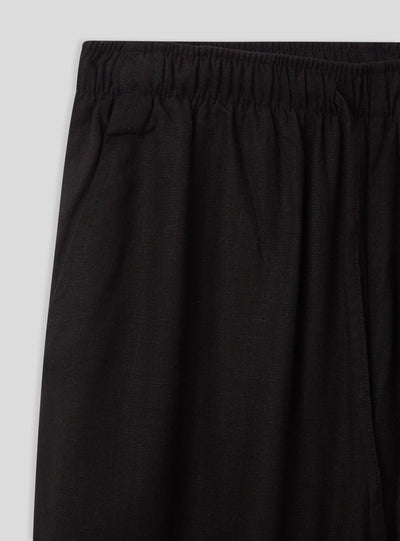 Pantaloni wide leg in misto lino con coulisse