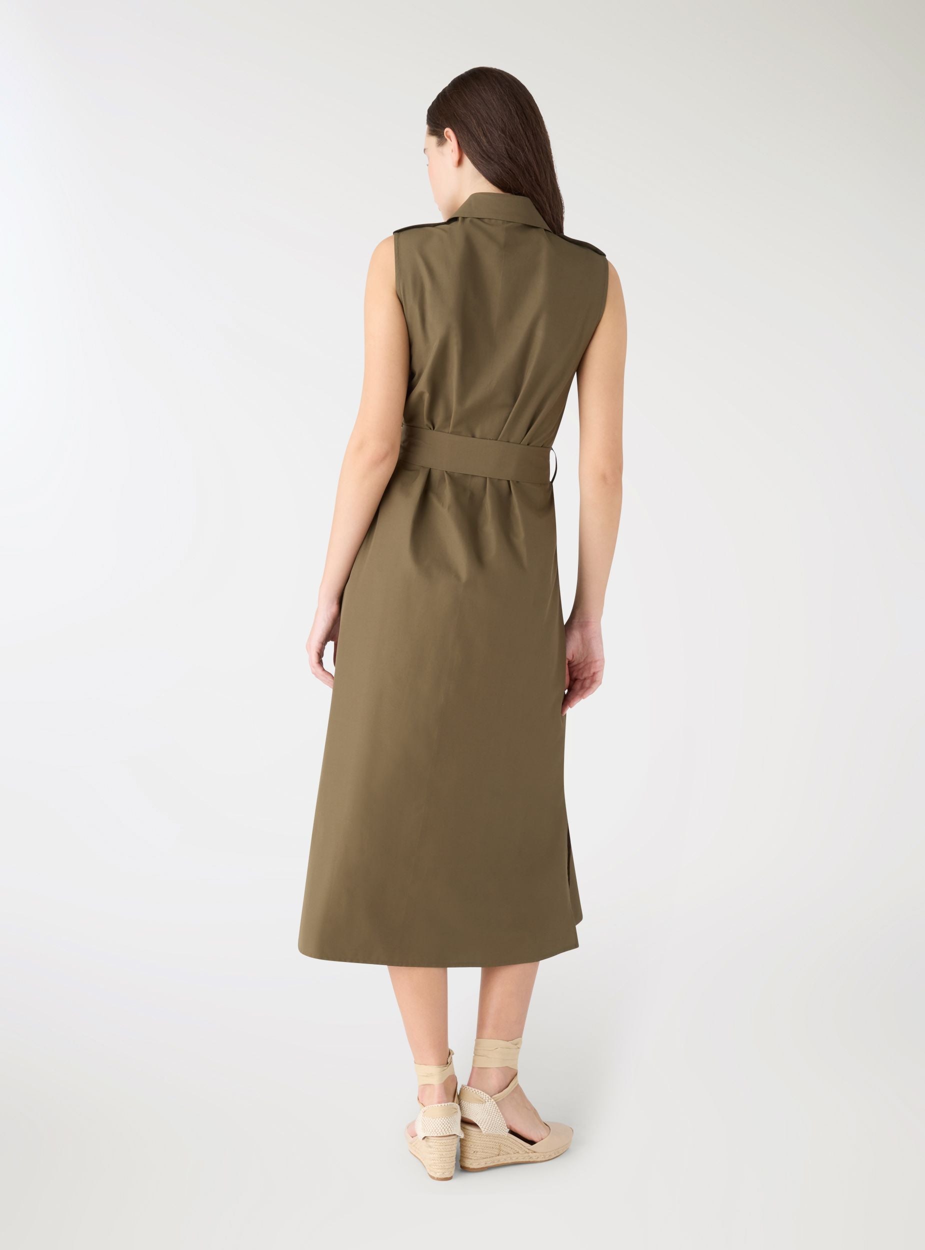 Sleeveless shirt dress with belt - Terranova Sleeveless shirt dress with belt - Terranova