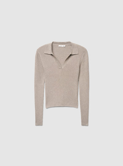 Maglia a coste con collo polo