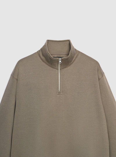 Felpa con collo alto e mezza zip