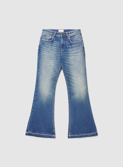 Jeans flare con borchie